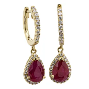 18ct Yellow Gold Ruby & Diamond Earrings