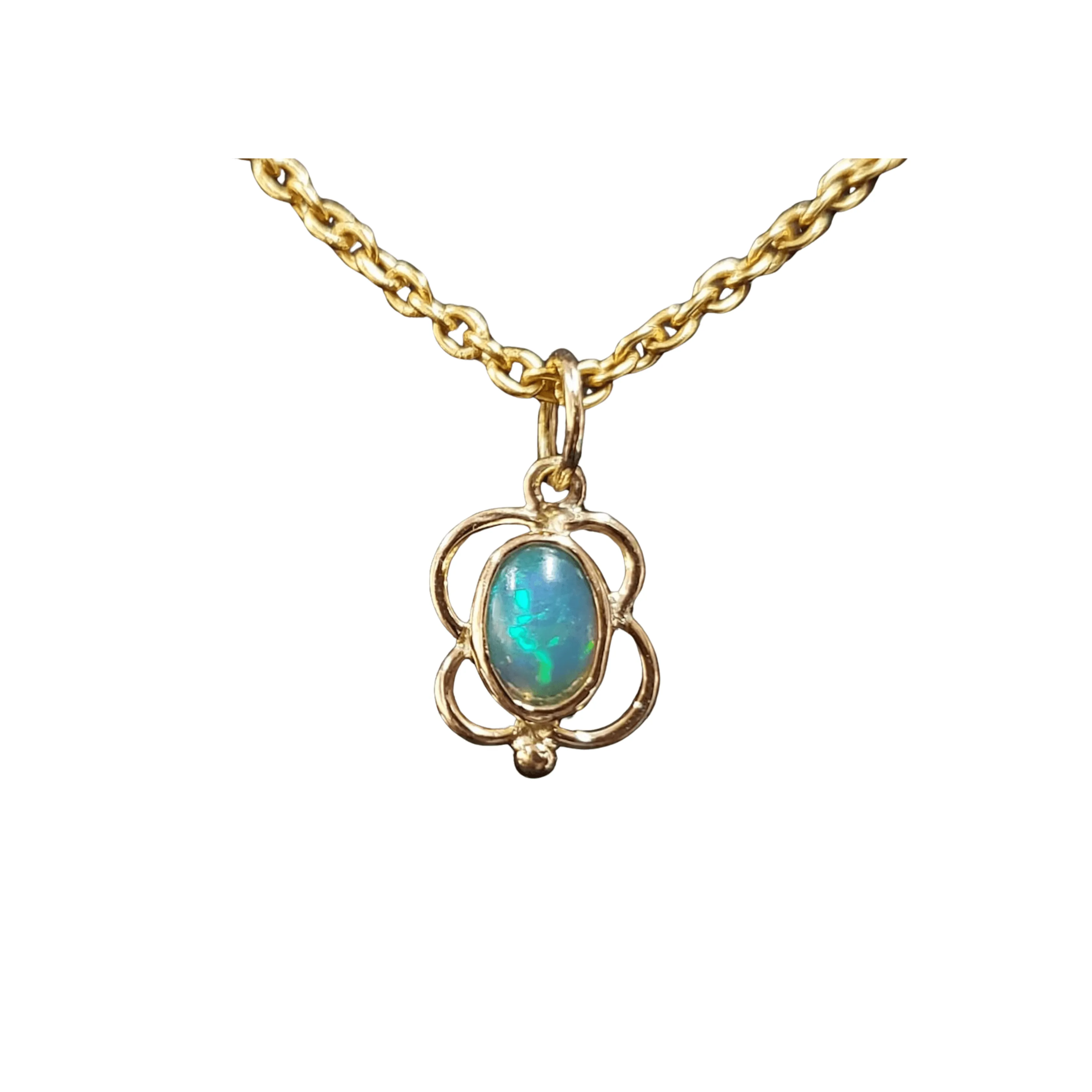 18k Gold Natural Ethiopian Opal Pendant