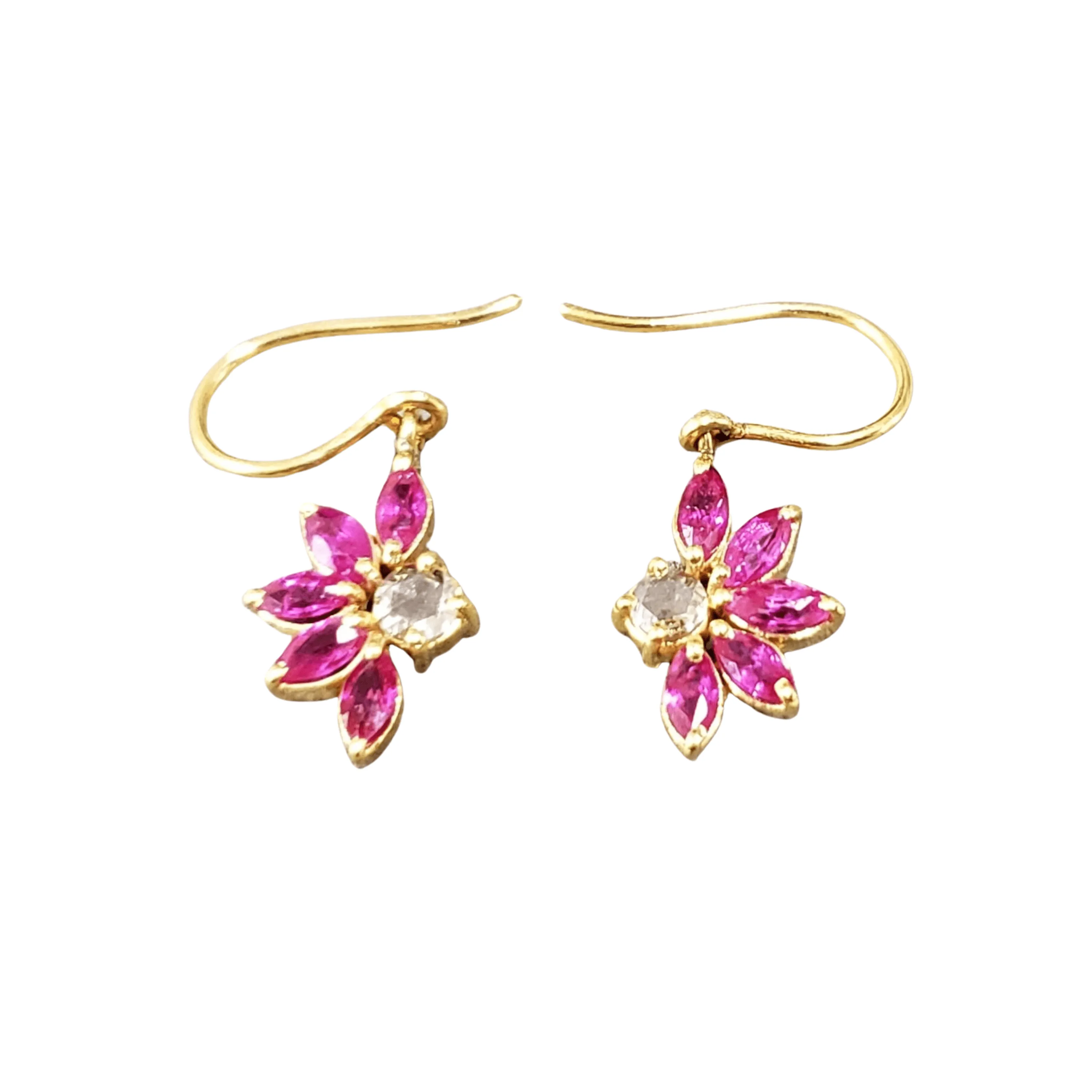 18k Gold Natural Ruby Earrings Design With Diamonds