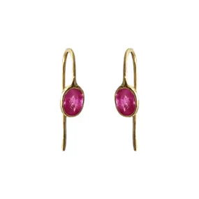 18k Gold Ruby Dainty Earrings