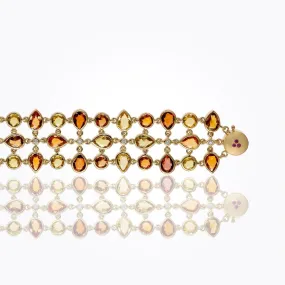 18K Linky Faceted Bracelet with orange sapphire, yellow sapphire, red sapphire and diamond