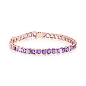 18K ROSE GOLD STRAIGHT LINE BEZEL-SET CUSHION AMETHYST BRACELET