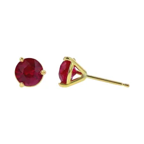 18K Yellow Gold Burma Ruby Stud Earrings