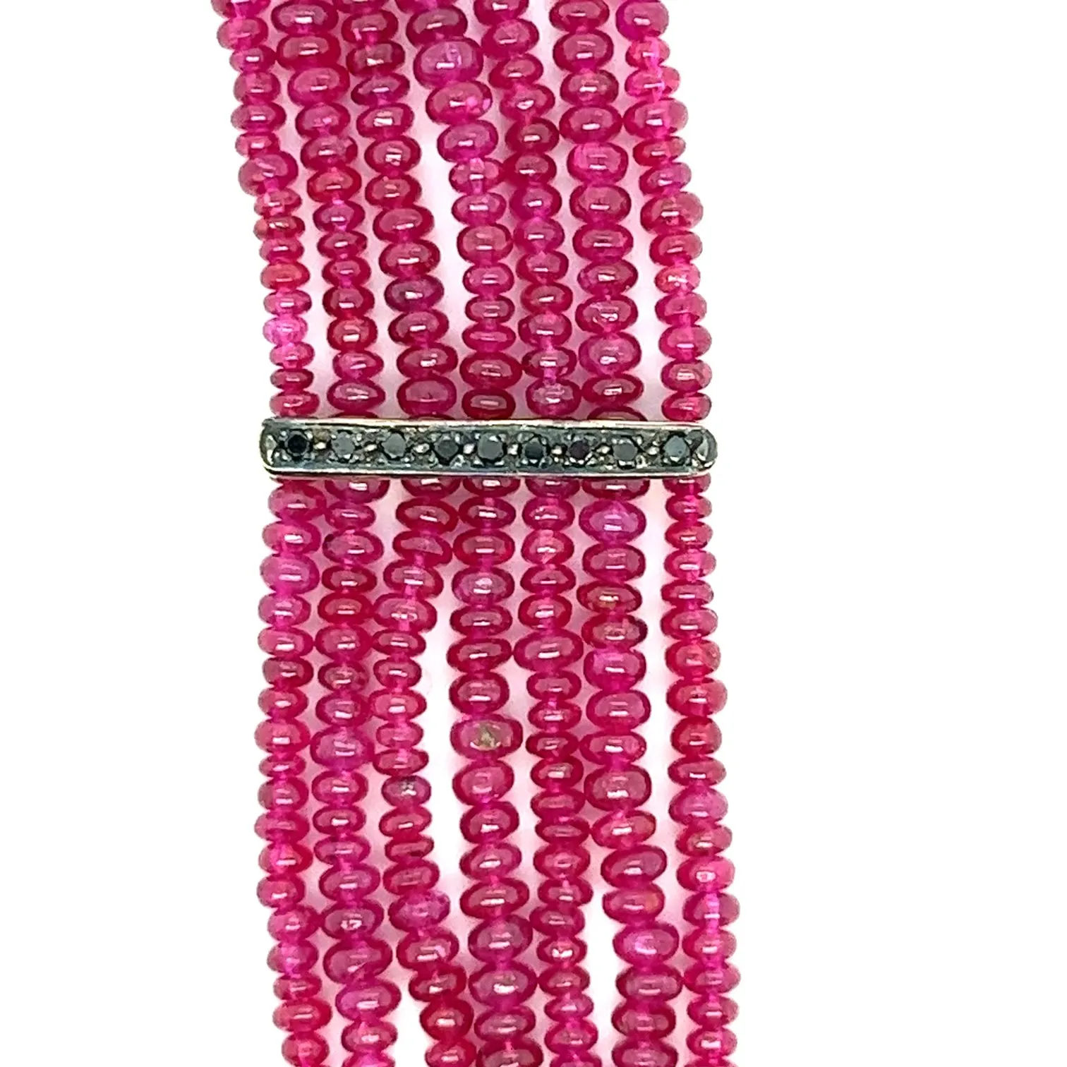 18kt Gold 7 Strand Burma Ruby Bracelet