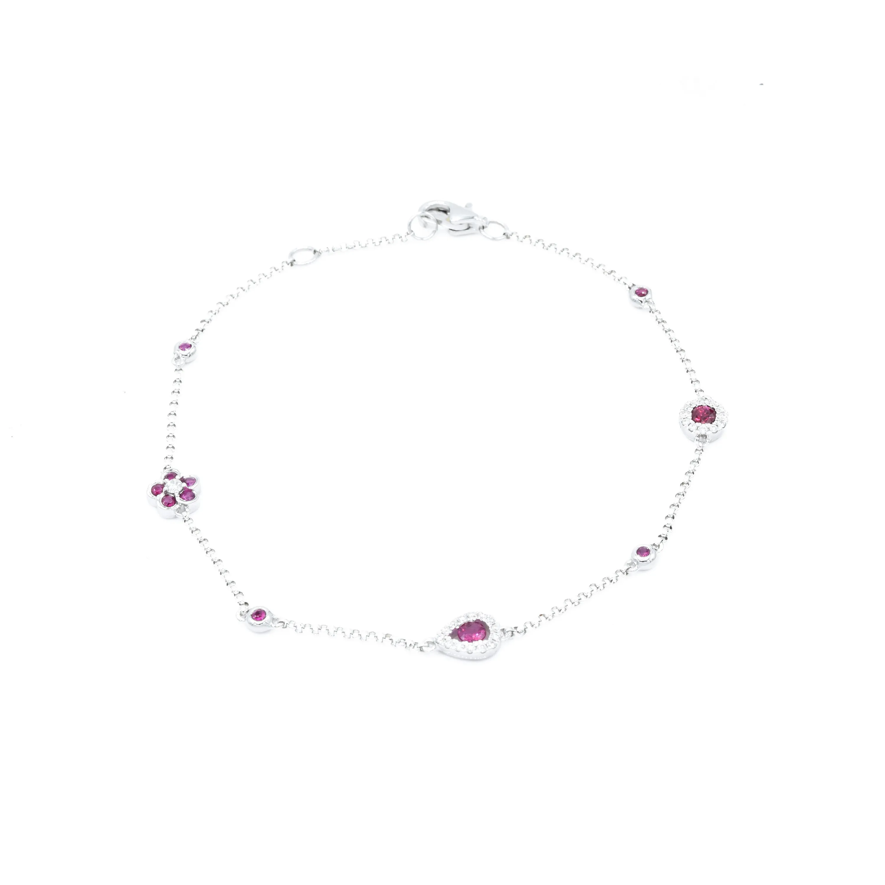 18kt White Gold Ruby and Diamond Section Bracelet