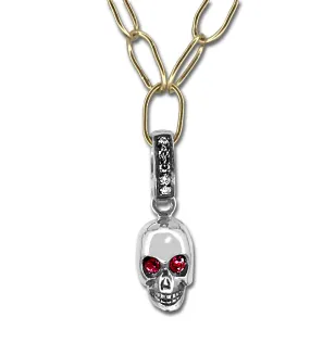 18kt White Gold Ruby Skull Charm