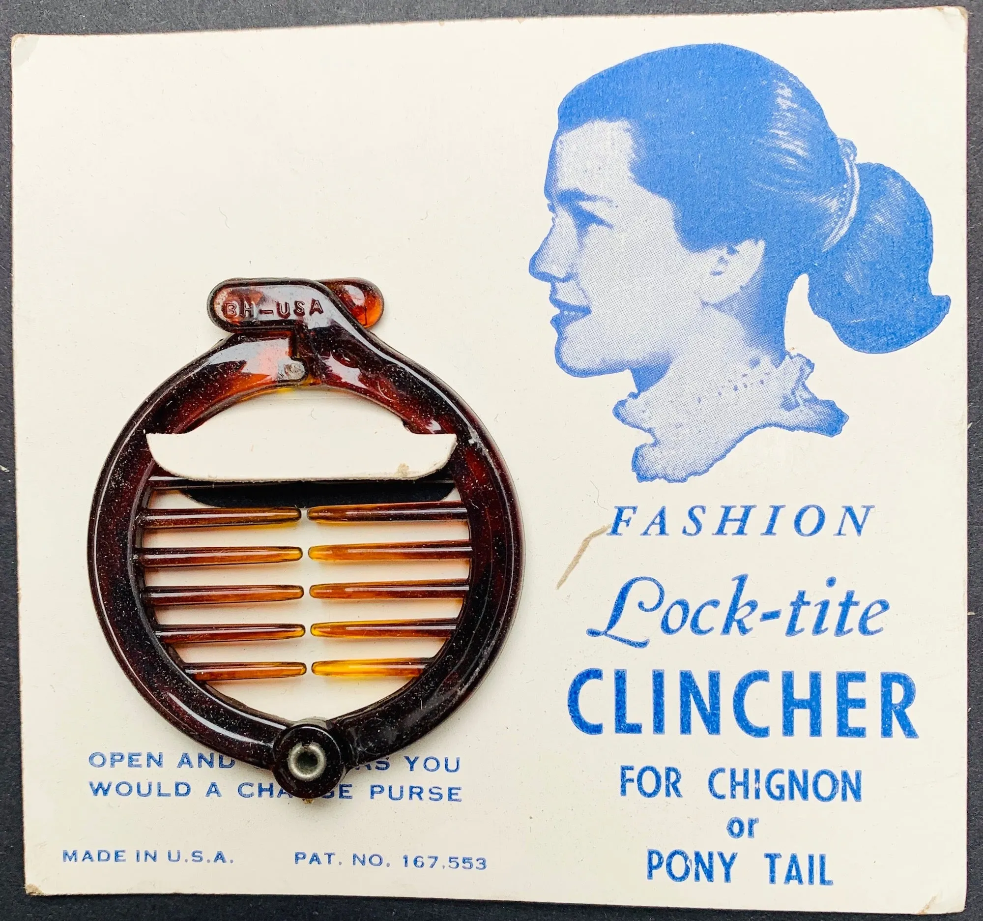 1950s "Lock-tite CLINCHER" Ring Grip for Chignon or Pony Tail