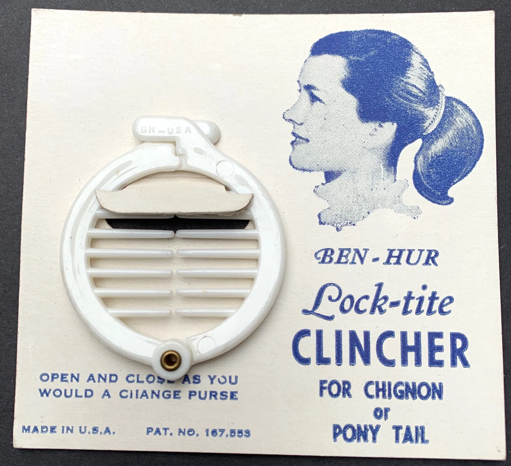 1950s "Lock-tite CLINCHER" Ring Grip for Chignon or Pony Tail