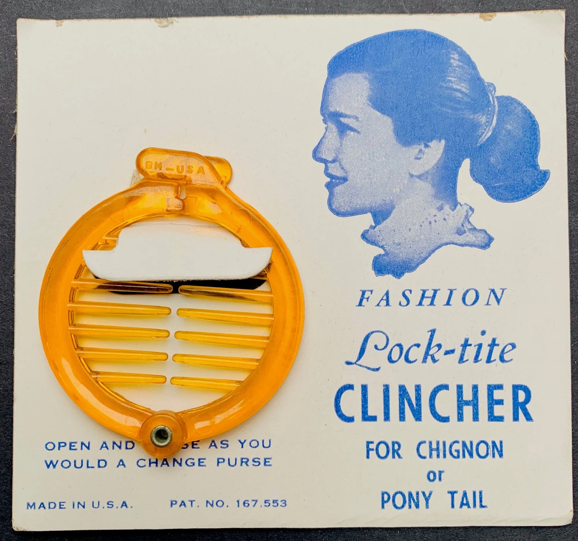 1950s "Lock-tite CLINCHER" Ring Grip for Chignon or Pony Tail