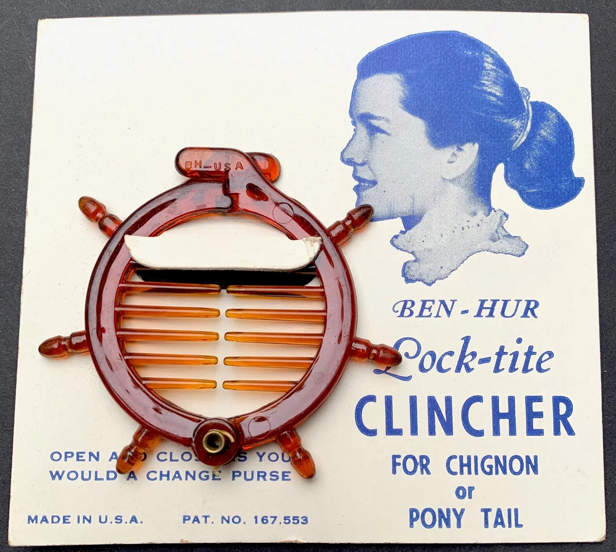 1950s "Lock-tite CLINCHER" Ring Grip for Chignon or Pony Tail