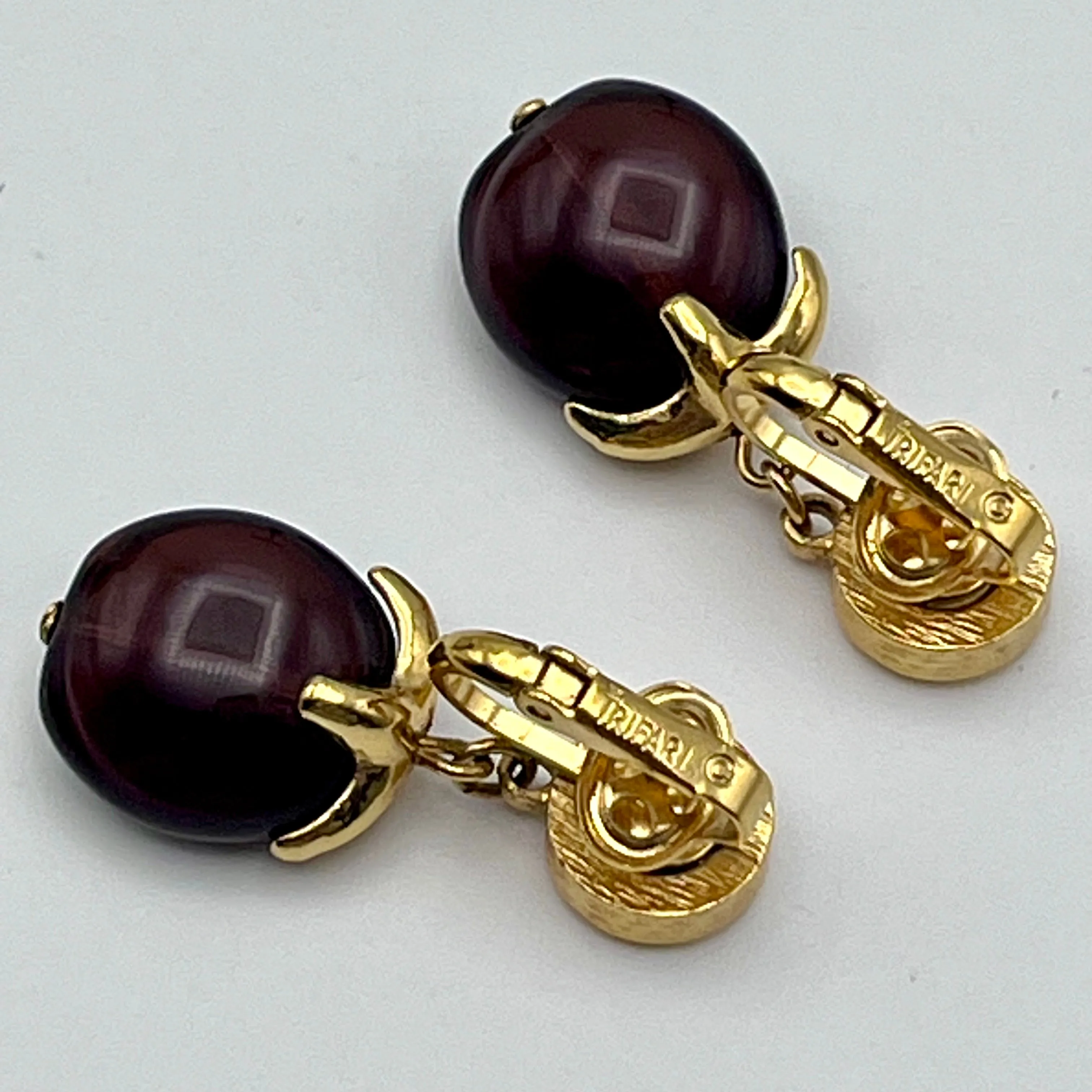 1960s Crown Trifari Brown Lucite Earrings