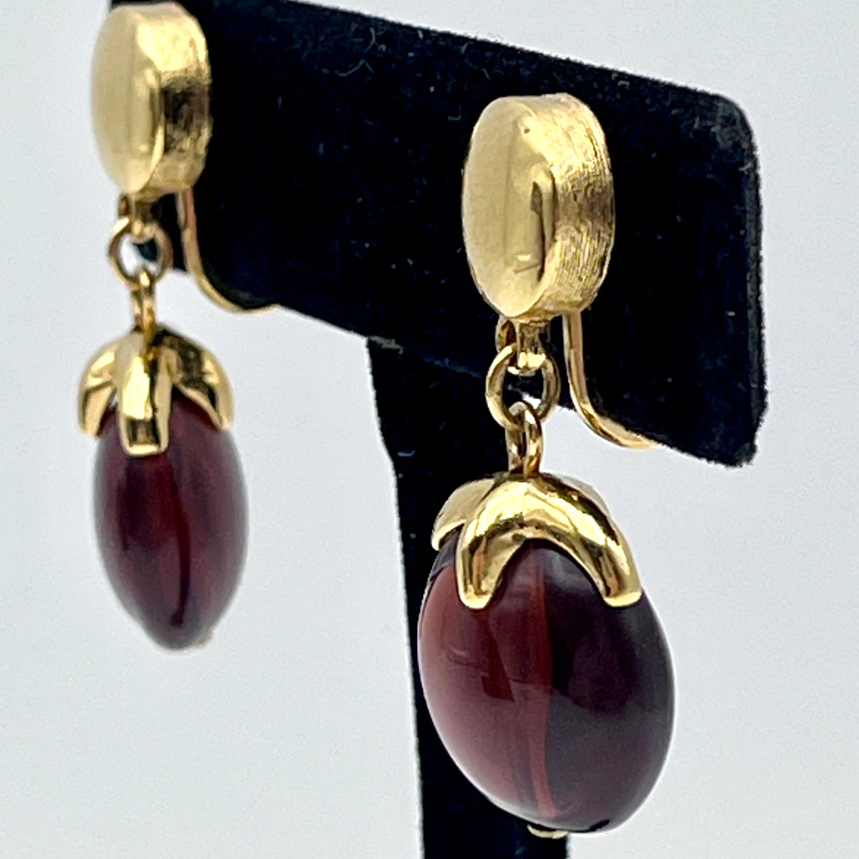 1960s Crown Trifari Brown Lucite Earrings