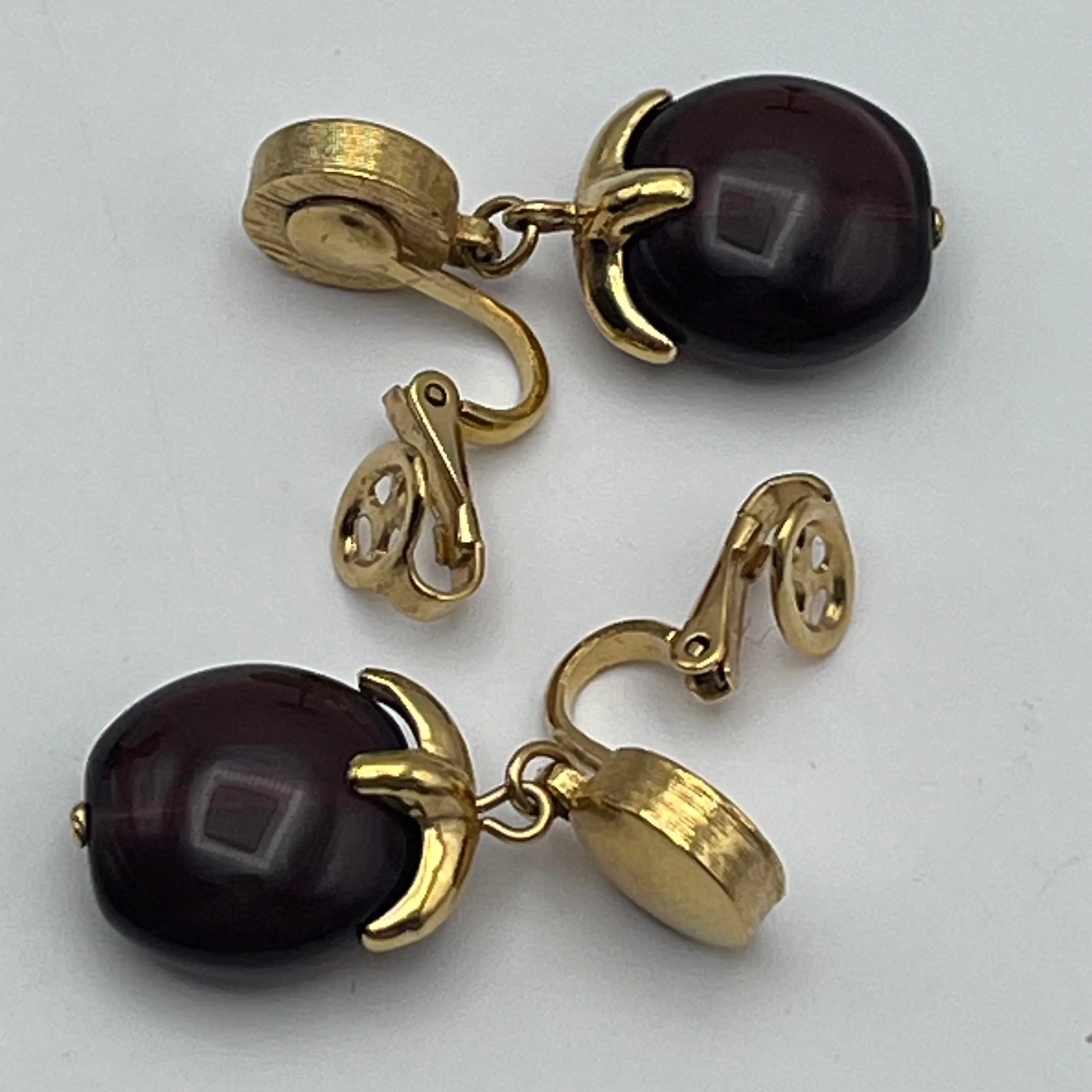 1960s Crown Trifari Brown Lucite Earrings