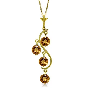 2.25 Carat 14K Solid Yellow Gold Early Light Citrine Necklace