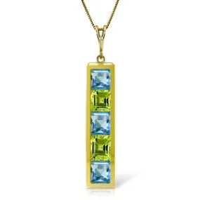 2.25 Carat 14K Solid Yellow Gold Not Just Anyone Blue Topaz Peridot Necklace