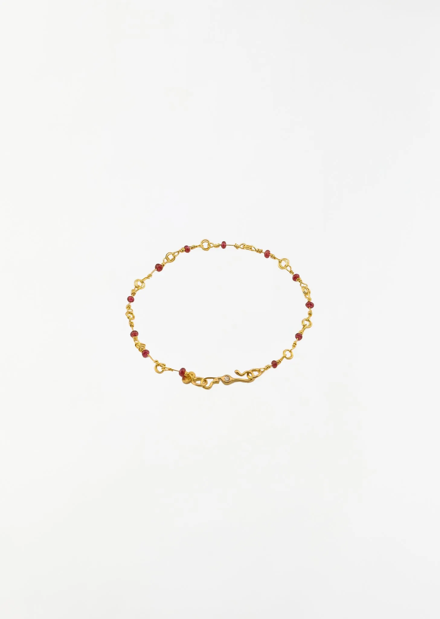 22k Link Chain Ruby & Dia. Bracelet 7"