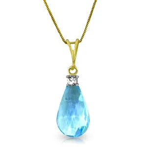 2.3 Carat 14K Solid Yellow Gold Sky Is The Limit Blue Topaz Necklace