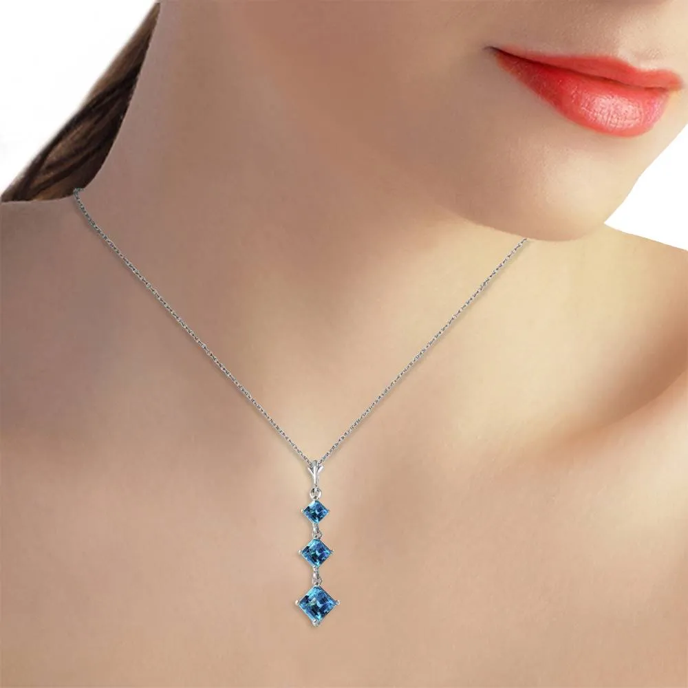 2.4 Carat 14K Solid White Gold A Tousand Times Blue Topaz Necklace