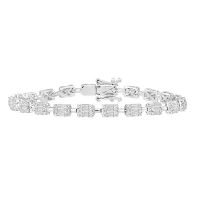 2.50 Cttw Baguette Round Diamond Womens Bracelet 14k White Gold