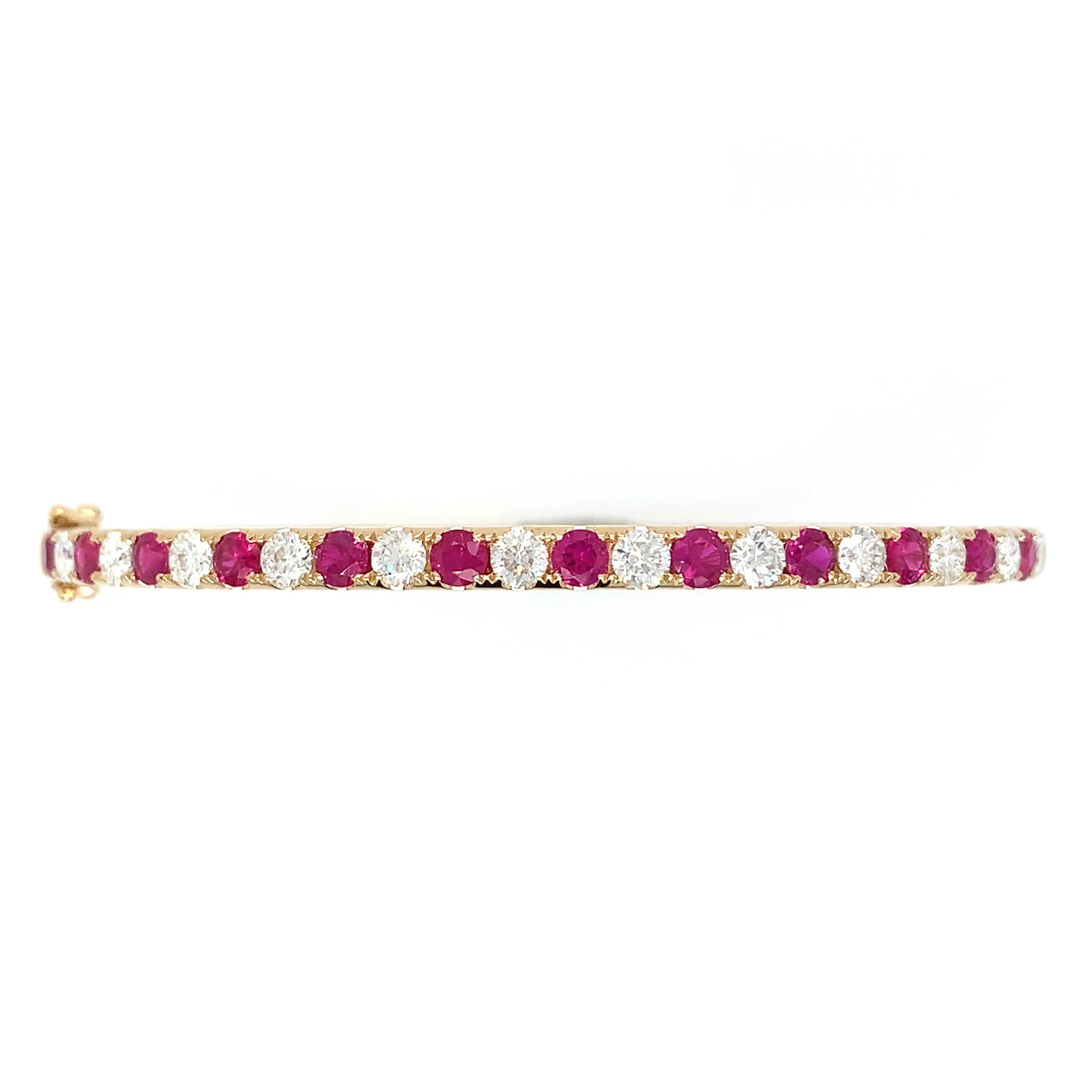 2.88ct t.w. Round Brilliant Cut Diamond and Ruby Bangle Bracelet