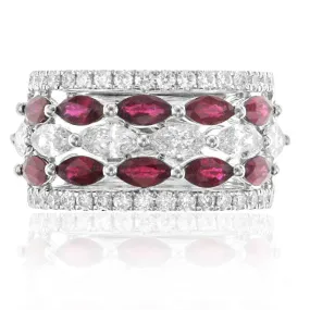 2.91ct tw Ruby Marquise-cut and White Diamond Ring