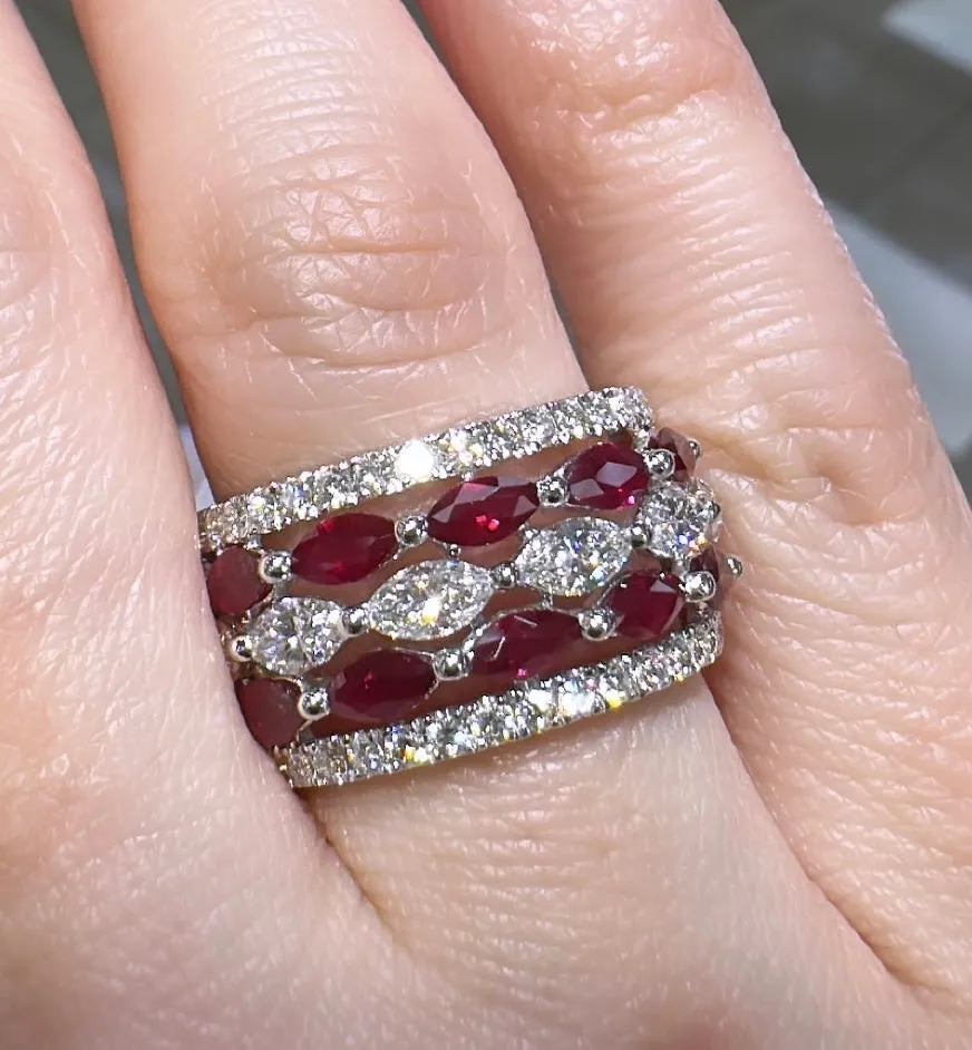 2.91ct tw Ruby Marquise-cut and White Diamond Ring