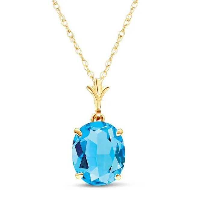 3.12 Carat 14K Solid Yellow Gold Envision Blue Topaz Necklace