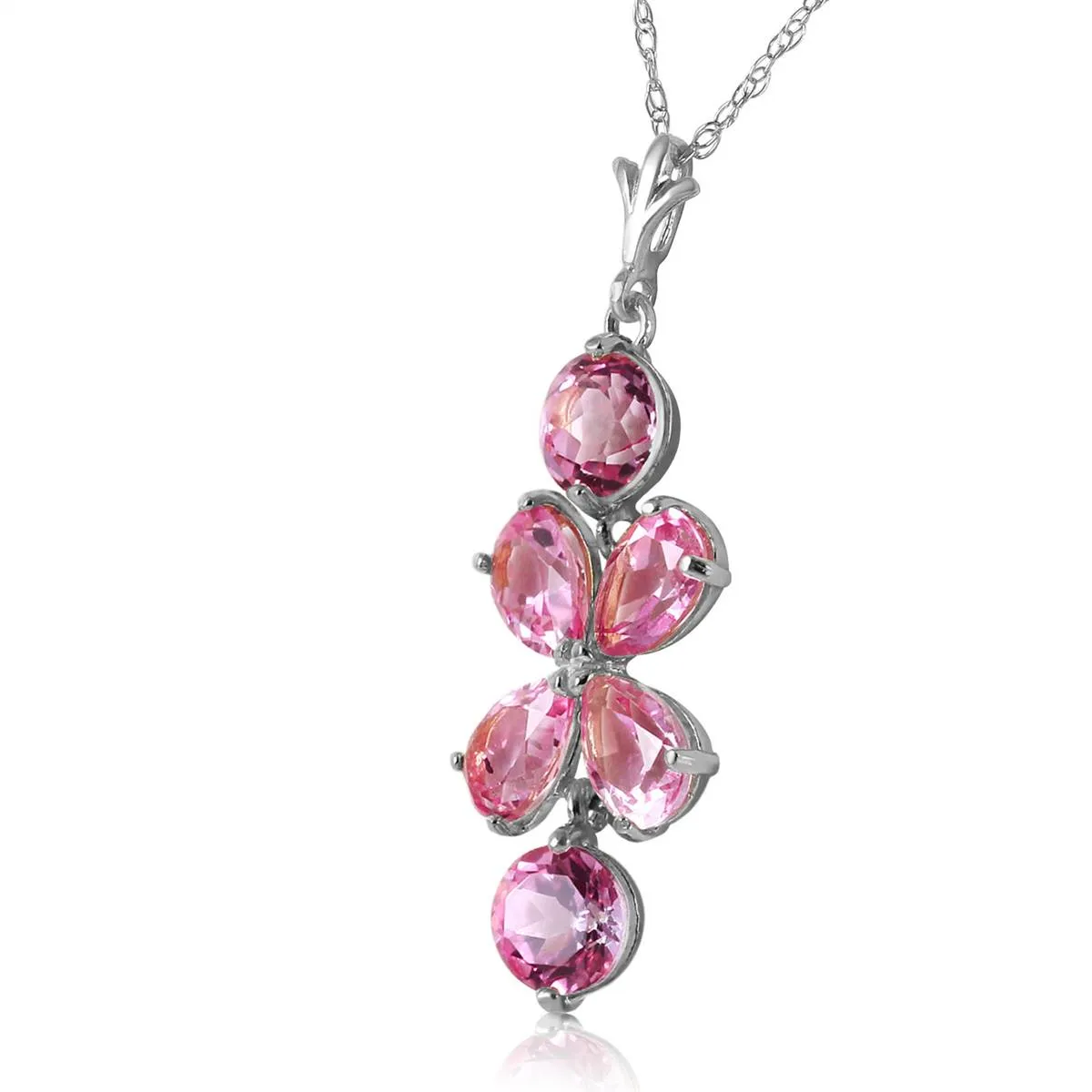 3.15 Carat 14K Solid White Gold Vivian Pink Topaz Necklace