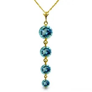 3.9 Carat 14K Solid Yellow Gold Happy Dreams Blue Topaz Necklace