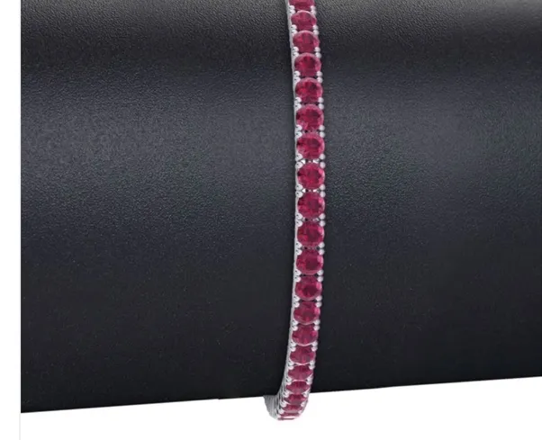 4.00ctw Ruby Tennis Bracelet in 14K White Gold Over Sterling Silver, Lab Grown