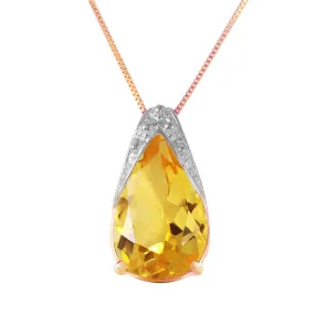 5 Carat 14K Solid Rose Gold Necklace Natural Citrine