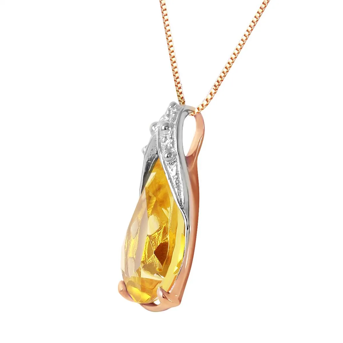 5 Carat 14K Solid Rose Gold Necklace Natural Citrine