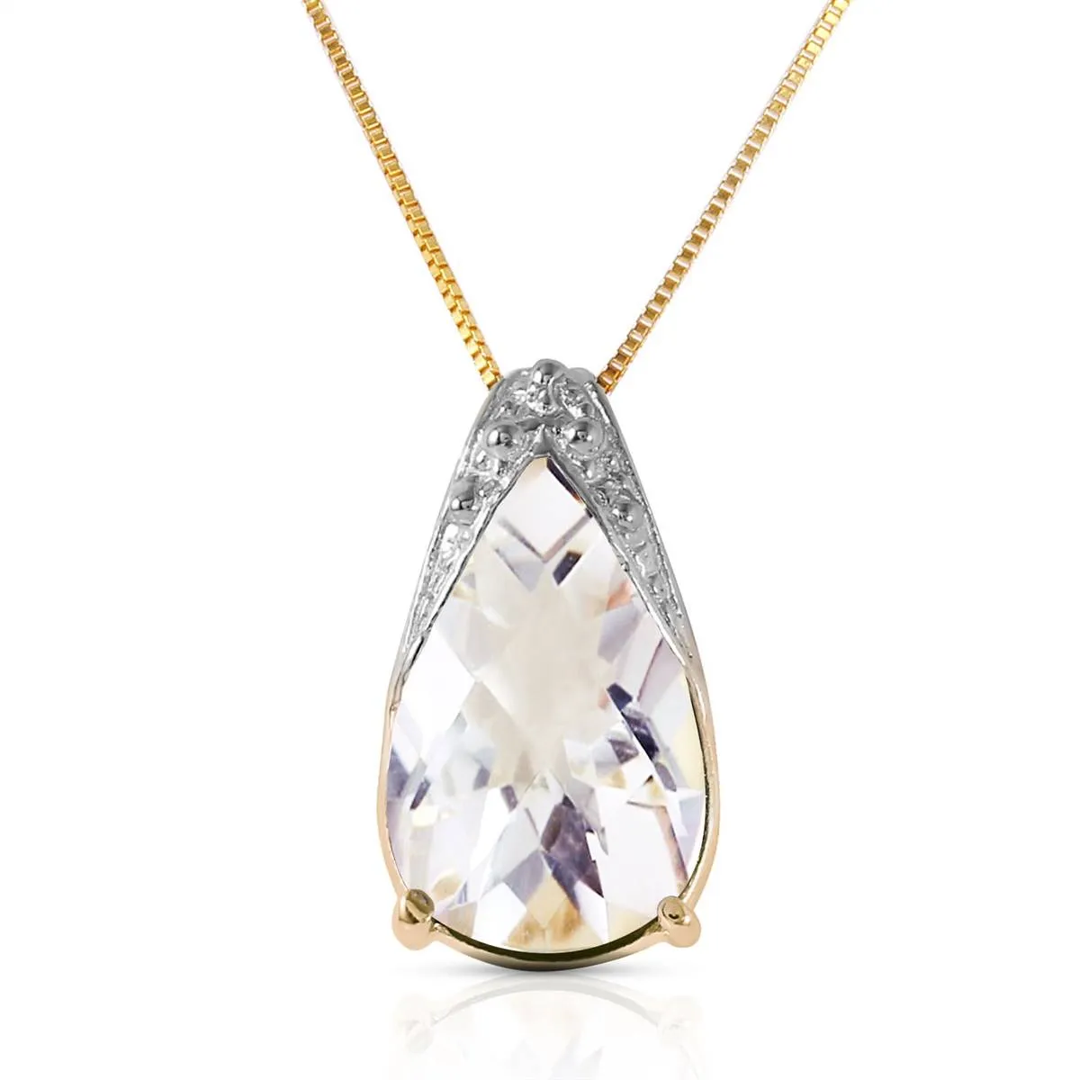 5 Carat 14K Solid Yellow Gold Love Awaits White Topaz Necklace