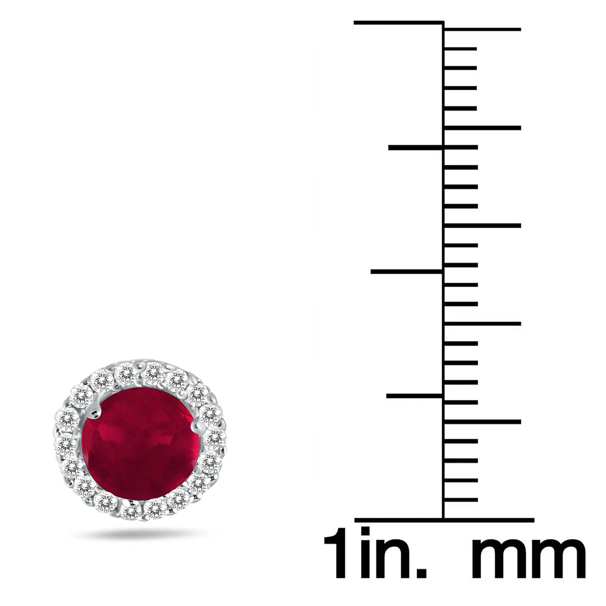 5Mm Ruby And Genuine Diamond Stud Earrings In 14K White Gold