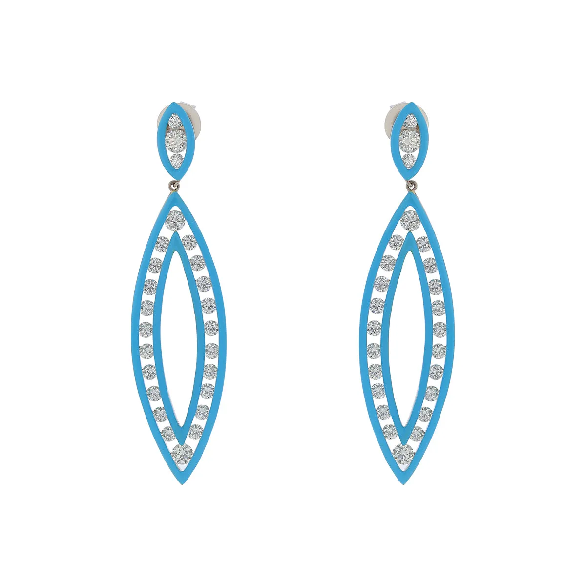 6.22CT Diamond and Enamel Drop Earrings in Platinum and 18K White Gold