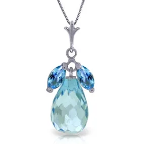 7.2 Carat 14K Solid White Gold Easier Said Blue Topaz Necklace