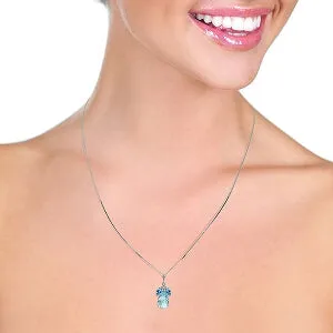 7.2 Carat 14K Solid White Gold Easier Said Blue Topaz Necklace