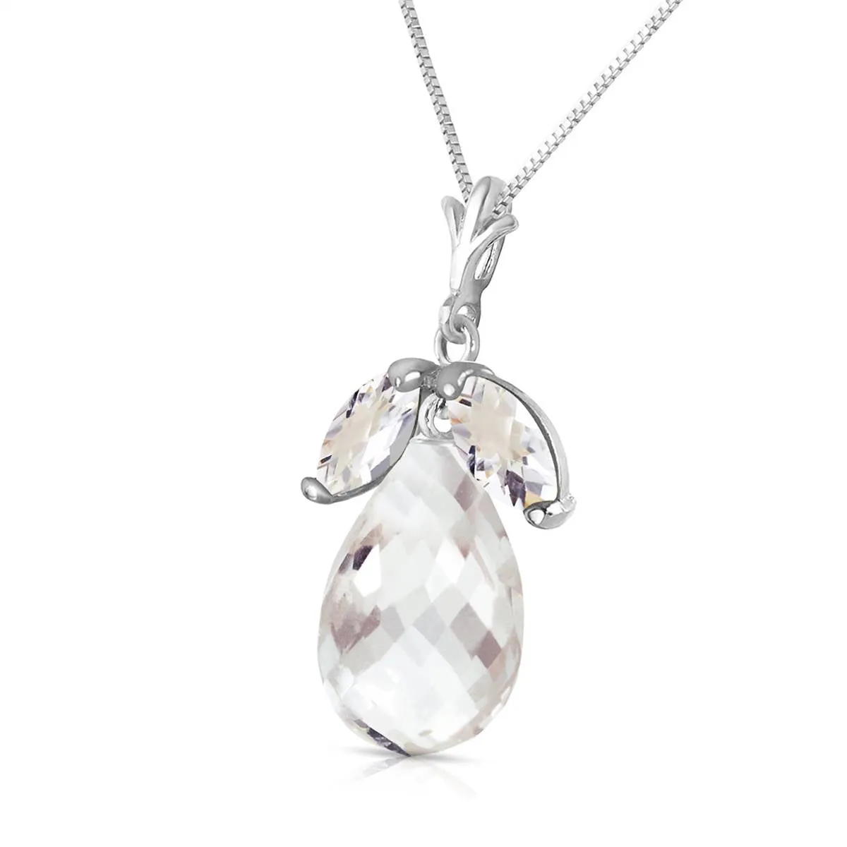 7.2 Carat 14K Solid White Gold On The Quay White Topaz Necklace