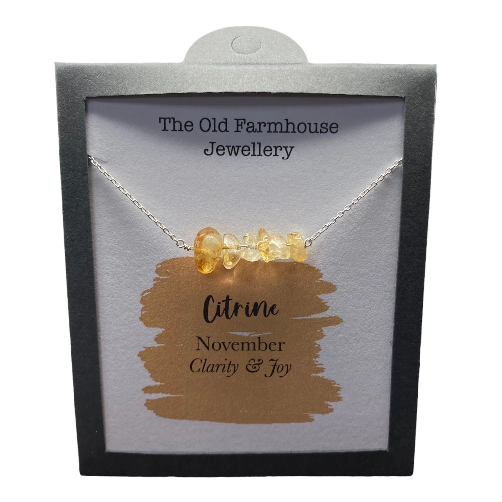 925 Silver & Citrine Set November Birthstone 18" Necklace