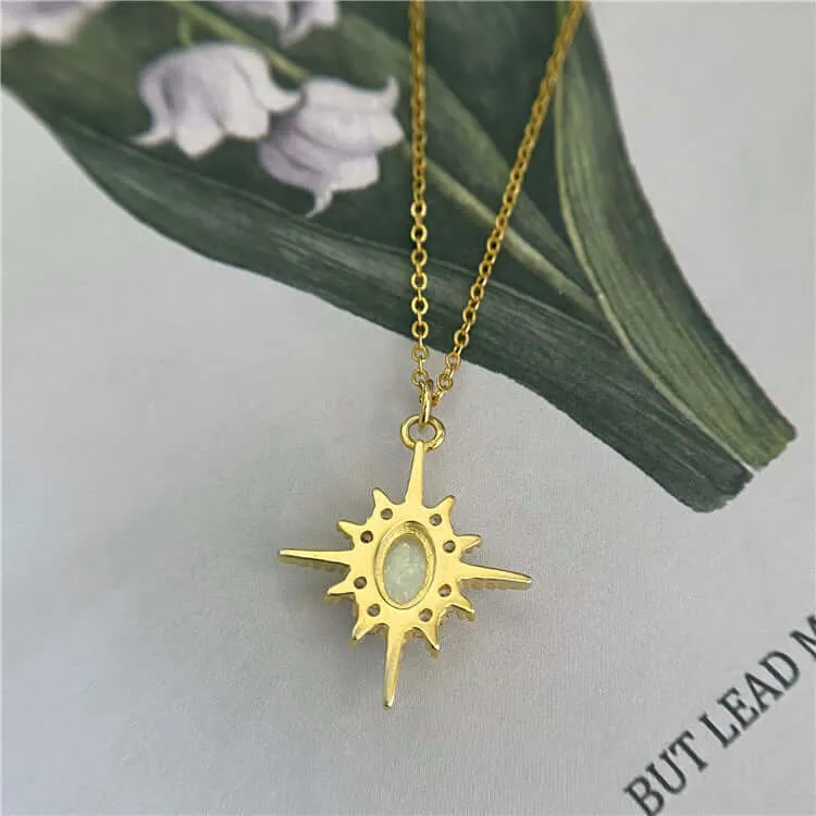 925 Silver Opal Sun Necklace