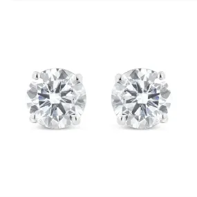 .925 Sterling Silver 1.00 Cttw Round Brilliant-Cut Diamond Classic 4-Prong Stud Earrings with Screw Backs (J-K Color, I2-I3 Clarity)