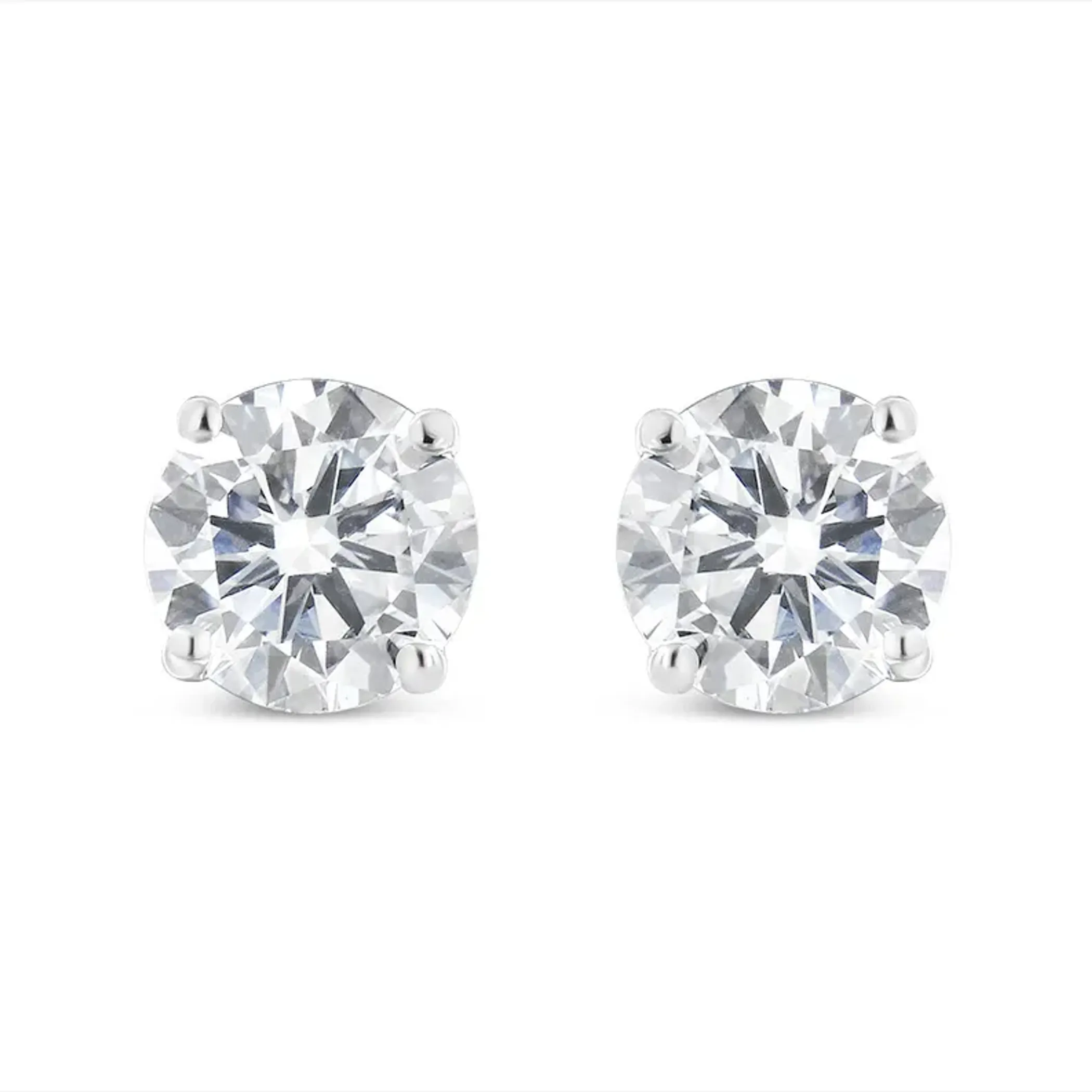 .925 Sterling Silver 1.00 Cttw Round Brilliant-Cut Diamond Classic 4-Prong Stud Earrings with Screw Backs (J-K Color, I2-I3 Clarity)