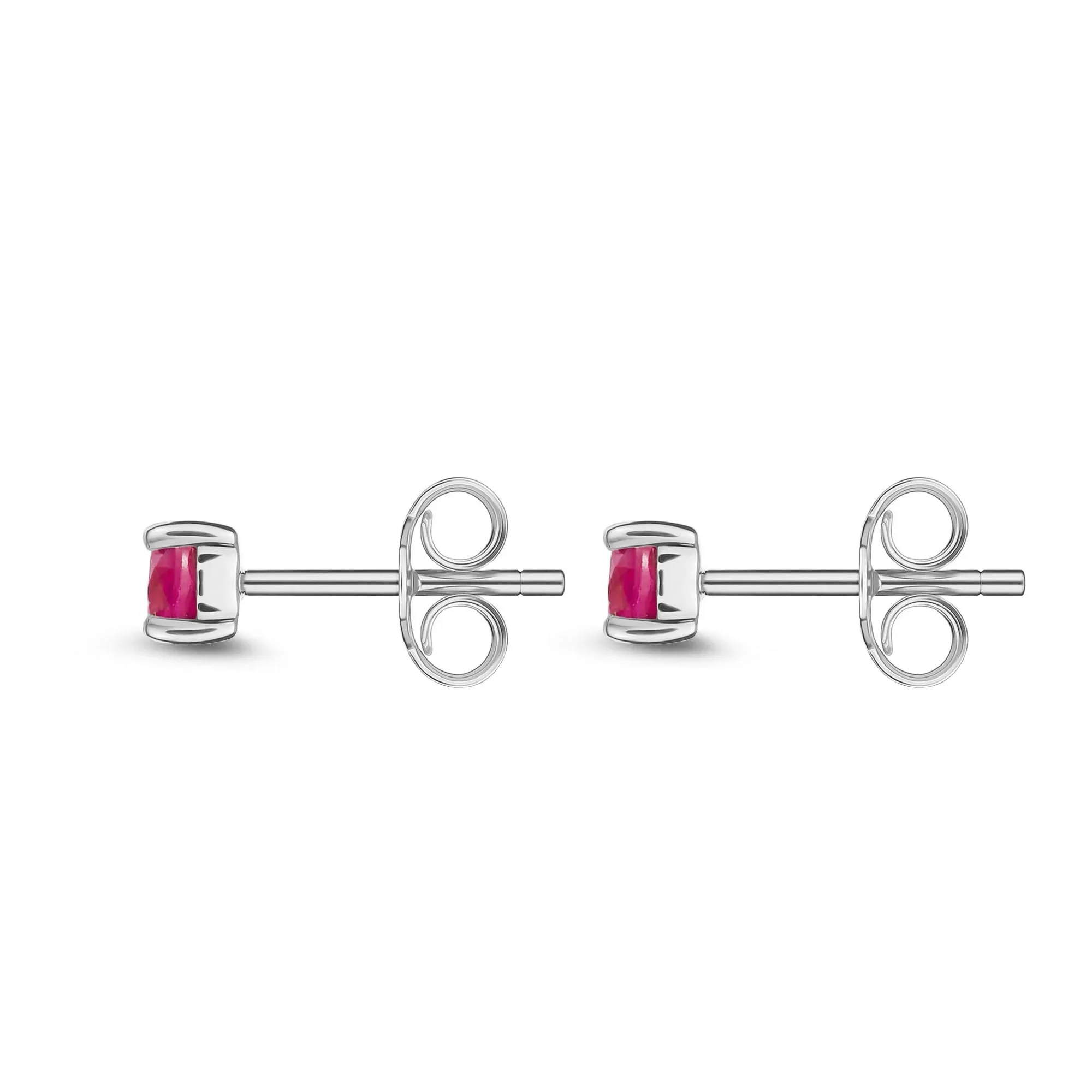 9ct White Gold Ruby 3mm Claw-Set Stud Earrings