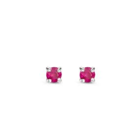 9ct White Gold Ruby 3mm Claw-Set Stud Earrings