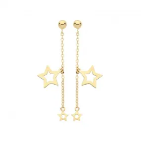 9ct Yellow Gold Double Star Drop Earrings ES1650