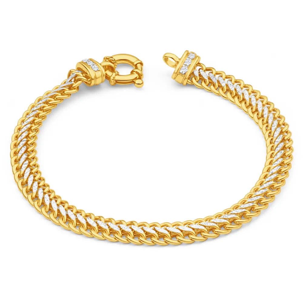 9ct Yellow Gold Silver Filled Cubic Zirconia Mesh Bracelet