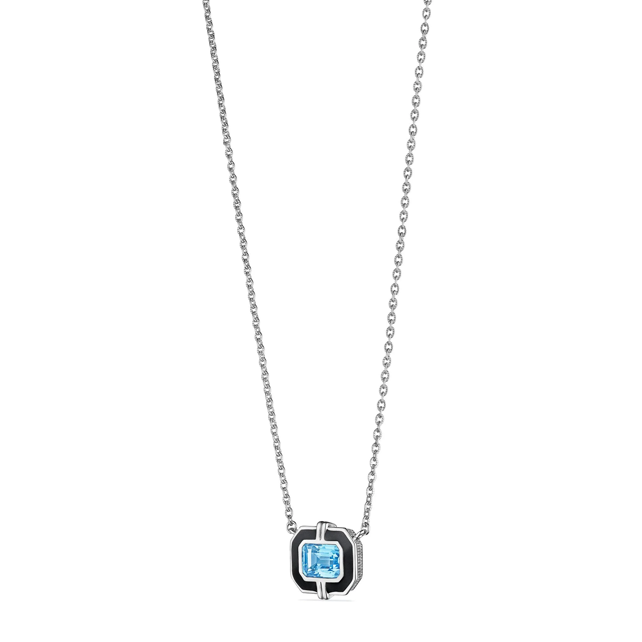 Adrienne Necklace with Enamel and Swiss Blue Topaz