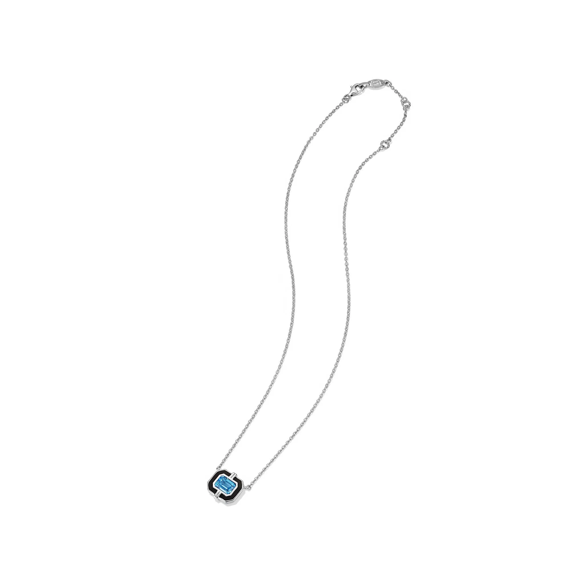 Adrienne Necklace with Enamel and Swiss Blue Topaz