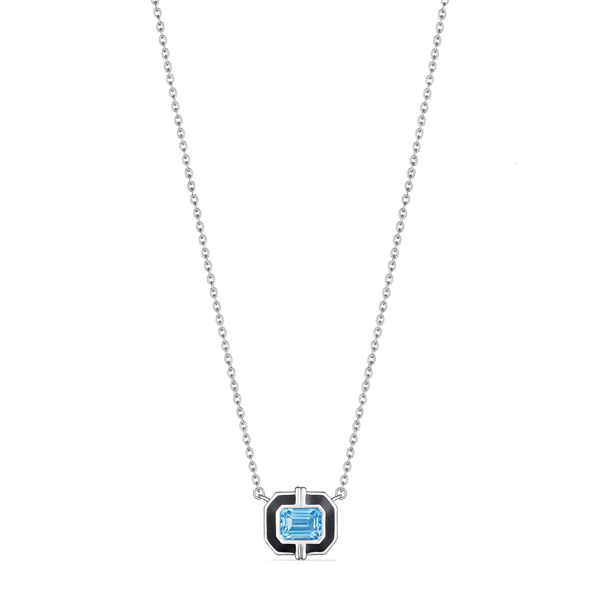 Adrienne Necklace with Enamel and Swiss Blue Topaz