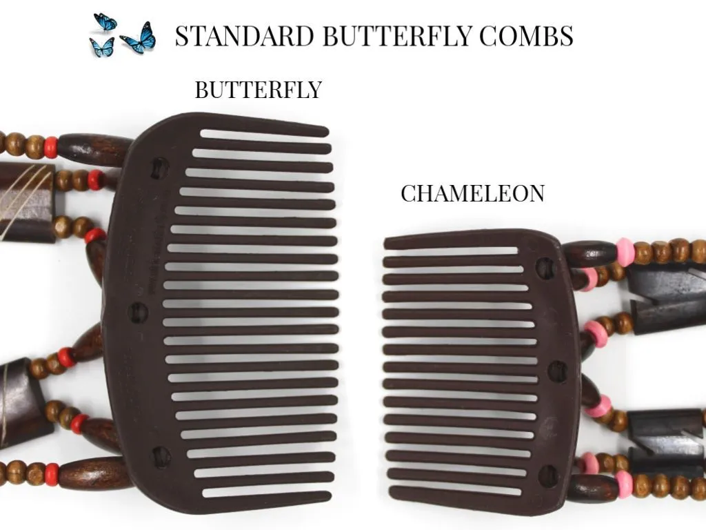 African Butterfly Hair Comb - Beada Black 75